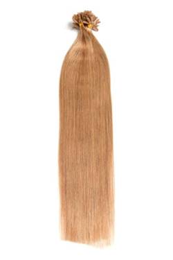 Dunkelblonde Bonding Extensions aus 100% Remy Echthaar - 200x 1g 45cm Glatte Strähnen - Lange Haare mit Keratin Bondings U-Tip als Haarverlängerung und Haarverdichtung in der Farbe #18 Dunkelblond von GlamXtensions