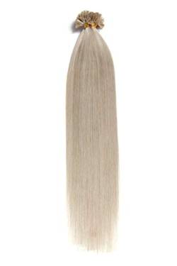 Graue Bonding Extensions aus 100% Remy Echthaar - 50x 1g 50cm Glatte Strähnen - Lange Haare mit Keratin Bondings U-Tip als Haarverlängerung und Haarverdichtung in der Farbe Grau von GlamXtensions