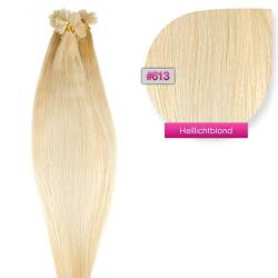 Hellichtblonde Bonding Extensions aus 100% Remy Echthaar 100 0,5g 50cm Glatte Strähnen - Lange Haare mit Keratin Bondings U-Tip als Haarverlängerung und Haarverdichtung in der Farbe #613 Hellichtblond von GlamXtensions