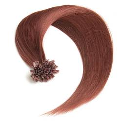 Kastanie Bonding Extensions aus 100% Remy Echthaar - 150 x 0,5g 30cm Glatte Strähnen - Lange Haare mit Keratin Bondings U-Tip als Haarverlängerung und Haarverdichtung in der Farbe #33 Kastanie von GlamXtensions