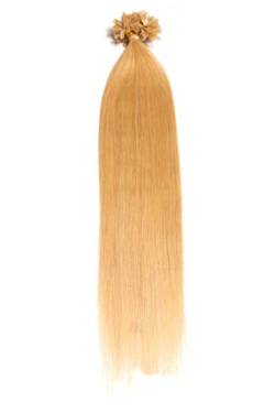 Mittelblonde Bonding Extensions aus 100% Remy Echthaar - 25x 1g 60cm Glatte Strähnen - Lange Haare mit Keratin Bondings U-Tip als Haarverlängerung und Haarverdichtung in der Farbe #22 Mittelblond von GlamXtensions