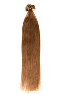 Mittelbraune Bonding Extensions aus 100% Remy Echthaar - 150x 1g 60cm Glatte Strähnen - Lange Haare mit Keratin Bondings U-Tip als Haarverlängerung und Haarverdichtung in der Farbe #6 Mittelbraun von GlamXtensions