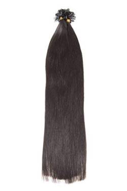 Naturschwarze Keratin Bonding Extensions 100% Remy Echthaar Human Hair - 100x 1g 45cm Glatte Strähnen - Lange Haare mit Keratin Bondings U-Tip Haarverlängerung Haarverdichtung-Farbe:#1b Naturschwarz von GlamXtensions