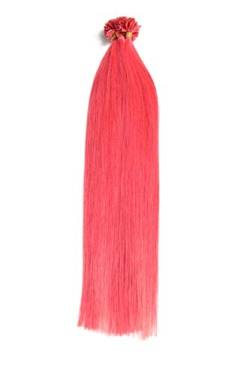 Pinke Bonding Extensions aus 100% Remy Echthaar - 25x 1g 45cm Glatte Strähnen - Lange Haare mit Keratin Bondings U-Tip als Haarverlängerung und Haarverdichtung in der Farbe Pink von GlamXtensions