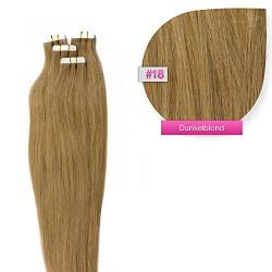 Tape Extensions Echthaar Haarverlängerung 50cm Tape In Haare mit Klebeband 10 Tressen x 4 cm breit und 2,5g Gewicht pro Tresse Farbe #18 Dunkelblond von GlamXtensions