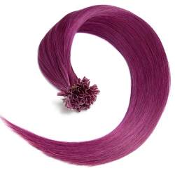 Violette Bonding Extensions aus 100% Remy Echthaar 100 0,5g 50cm Glatte Strähnen - Lange Haare mit Keratin Bondings U-Tip als Haarverlängerung und Haarverdichtung in der Farbe #710 Violett von GlamXtensions