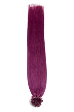 Violette Bonding Extensions aus 100% Remy Echthaar - 100x 1g 60cm Glatte Strähnen - Lange Haare mit Keratin Bondings U-Tip als Haarverlängerung und Haarverdichtung in der Farbe #violet von GlamXtensions