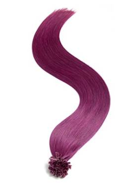 Violette Bonding Extensions aus 100% Remy Echthaar - 25x 1g 45cm Glatte Strähnen - Lange Haare mit Keratin Bondings U-Tip als Haarverlängerung und Haarverdichtung in der Farbe Violet von GlamXtensions