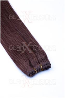 Weft Extensions Echthaar Tresse GlamXtensions glatt 100% Remy indisches Echthaar Human Hair - 45cm in der Farbe #06 Mittelbraun - Haarverlängerung Haarverdichtung zum Einnähen von GlamXtensions