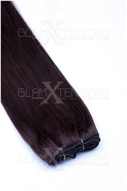 Weft Extensions Echthaar Tresse GlamXtensions glatt 100% Remy indisches Echthaar Human Hair - 50cm in der Farbe #04 Schokobraun - Haarverlängerung Haarverdichtung zum Einnähen von GlamXtensions