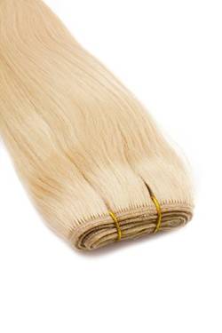 Weft Extensions Echthaar Tresse GlamXtensions glatt 100% Remy indisches Echthaar Human Hair - 60cm in der Farbe #613 Helllichtblond - Haarverlängerung Haarverdichtung zum Einnähen von GlamXtensions