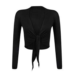 Glamexx24 Damen Elegante Bolero Jäckchen Langarm Achselzucken Strickjacke BL0001, Schwarz, XL von Glamexx24