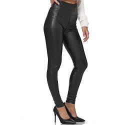 Glamexx24 Damen Kunstleder High Waist Leggings Skinny Hose Leder-Optik Treggings von Glamexx24