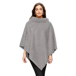 Glamexx24 Damen Poncho Eleganter Cape Winterfell-Poncho mit Rundhalsausschnitt, dicker Umhang aus warmem Strickfell von Glamexx24