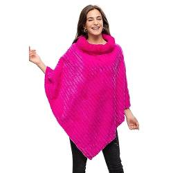 Glamexx24 Damen Poncho Eleganter Cape Winterfell-Poncho mit Rundhalsausschnitt, dicker Umhang aus warmem Strickfell von Glamexx24