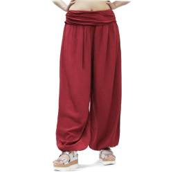 Glamexx24 Damen XXL Leichte Pumphose Haremshose Freizeithose Sommerhose Hose mit vielen Muster, Dunkelrot, XL/XXXL von Glamexx24