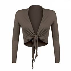 Glamexx24 Damen elegante Bolero Jäckchen Langarm Achselzucken Strickjacke BL0001, DunkelBraun, Gr.- S/M von Glamexx24