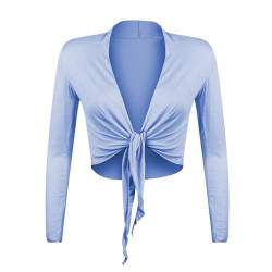 Glamexx24 Damen elegante Bolero Jäckchen Langarm Achselzucken Strickjacke BL0001, HellBlau, Gr.- S/M von Glamexx24