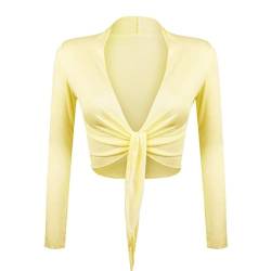 Glamexx24 Damen elegante Bolero Jäckchen Langarm Achselzucken Strickjacke BL0001, HellGelb, Gr.- S/M von Glamexx24