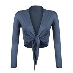 Glamexx24 Damen elegante Bolero Jäckchen Langarm Achselzucken Strickjacke BL0001, Jeans Blau, Gr.- S/M von Glamexx24