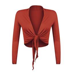 Glamexx24 Damen elegante Bolero Jäckchen Langarm Achselzucken Strickjacke BL0001, Korallenrot, Gr.- S/M von Glamexx24