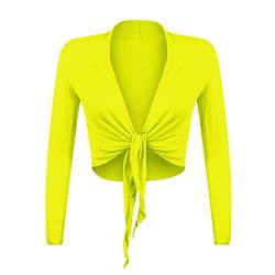 Glamexx24 Damen elegante Bolero Jäckchen Langarm Achselzucken Strickjacke BL0001, Neon Gelb, Gr.- S/M von Glamexx24