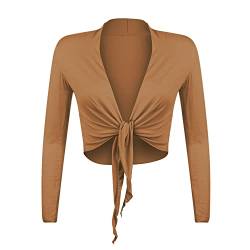 Glamexx24 Damen elegante Bolero Jäckchen Langarm Achselzucken Strickjacke BL0001, XL, Caffee von Glamexx24