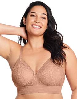 Glamorise Damen Spitzen-Bralette De Luxe Ohne Bügel #7012 Full Coverage Bra, Cappuccino, 105D EU von Glamorise