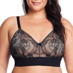 Glamorise Damen Spitzen-Bralette De Luxe Ohne Bügel #7012 Full Coverage Bra, Schwarz, 105E EU von Glamorise