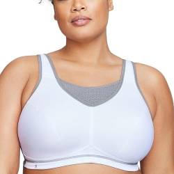 Große Größen Plusgröße Bustier Elite Sport-BH mit bestem Halt ohne Bügel Nr. 1067, Weiss/Grau, 110C von Glamorise