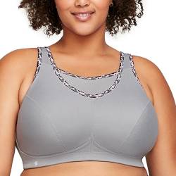 Große Größen Plusgröße Bustier Sport-BH mit bestem Halt ohne Bügel Nr. 1066, Grau, 105H von Glamorise