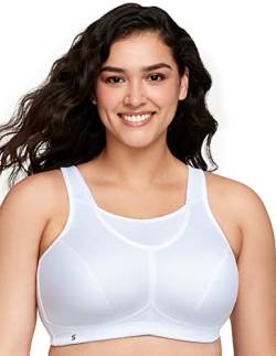 Große Größen Plusgröße Bustier Sport-BH mit bestem Halt ohne Bügel Nr. 1066, Weiss, 110H von Glamorise