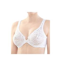 Große Größen Plusgröße WonderWire-Vorderverschluss-BH mit Stretch, Spitze und Bügel Nr. 9245, Weiss, 80G von Glamorise