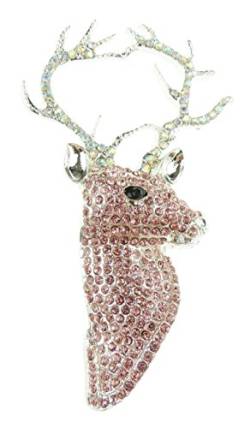Atemberaubende Funkelnd Kristall Verkrustet Deer Hirschgeweih Revers Brosche Rosa von Glamour Girlz