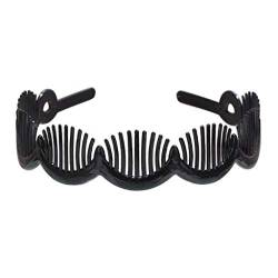Schwarzer Kunststoff-Haarreif, Haarband, Halter, Verschlusskamm mit rutschfesten Zähnen, Stirnbänder für Damen, Yoga von Glanhbnol