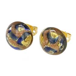 Glass Of Venice Murano Button Ohrstecker - Gold und Blau von Glass Of Venice