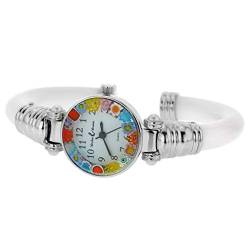 Glass Of Venice Murano Millefiori Bangle Watch - Silber Weiß Multicolor von Glass Of Venice