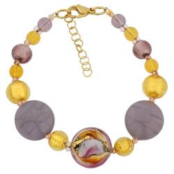 GlassOfVenice Mila Armband aus Muranoglas, Rosa und Gold, Glas, Kristall, Glas, Kristall von Glass Of Venice