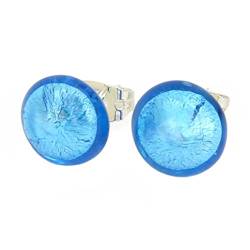 Murano Button Ohrstecker - Aqua Blue von Glass Of Venice