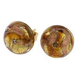 Murano Button Ohrstecker - Gold und Topas von Glass Of Venice