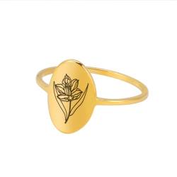 GleaMora Edelstahl Einfache Blume Ovaler Ring Personalisierter Valentinstag Freizeiturlaub Frauen Geburtstagsfeier Licht Luxus Geschenk von GleaMora