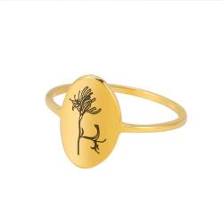 GleaMora Edelstahl Einfache Blume Ovaler Ring Personalisierter Valentinstag Freizeiturlaub Frauen Geburtstagsfeier Licht Luxus Geschenk von GleaMora