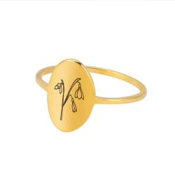 GleaMora Edelstahl Einfache Blume Ovaler Ring Personalisierter Valentinstag Freizeiturlaub Frauen Geburtstagsfeier Licht Luxus Geschenk von GleaMora