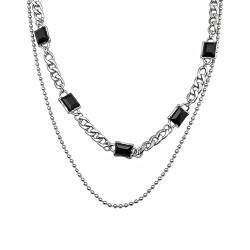 GleaMora Trendige Straße Hip Hop Ins Stil Halskette Weihnachtsgeschenk Unisex Licht Luxus Schwarz Edelstein Kragen Kette Jubiläum Schmuck von GleaMora