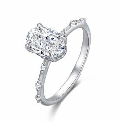 GleaMora Trumium 1,5ct s925 Sterlingsilber runde Ringe für Frauen Luxus glänzende Verlobung Eheringe 5A Zirkon Fine Jewelry Braut Geschenk von GleaMora