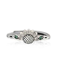 GleaMora Vintage Ins Stil Ring Sonnenblume und Sonne Paar Ring Personalisierter Ring Weihnachten Urlaub Freizeit Jubiläum Schmuck von GleaMora