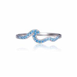 Trumium Authentic 925 Sterling Silber Einfacher Ehering Geometrischer blauer Wellenfinger Ringe für Frauen Feiner Schmuck von GleaMora