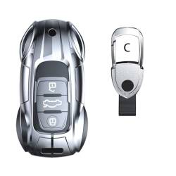 Gleamydot Autoschlüssel Hülle Kompatibel mit Schlüsselhülle Cover Audi A3 A4 A5 A6 A7 A8 Q5 Q8 TT RS4 SQ5 Zinc ​Alloy sportback Schutzhülle Zubehör mit Schlüsselanhänger (C-yin) von Gleamydot