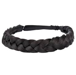 Gledola 2 Stränge geflochtene Zöpfe Stirnband geflochtene synthetische Haar elastische Stretch, Haar Zubehör für Frauen, Mädchen (Deep Brown) von Gledola