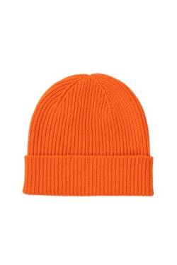 Glen Isla Gerippte Beanie-Mütze aus 100 % Kaschmir, Orange, One size von Glen Isla